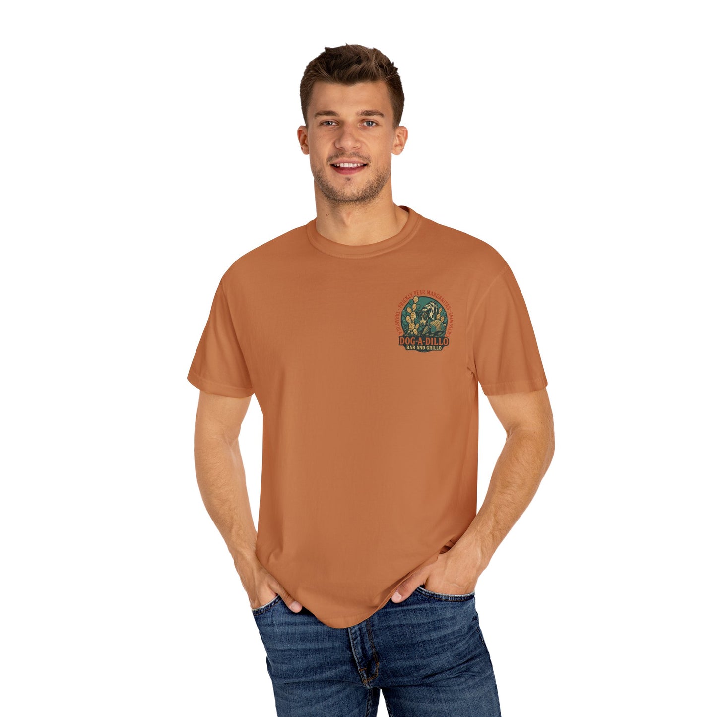 Dog-A-Dillo Armadillo Bar and Grillo T-Shirt, front and back