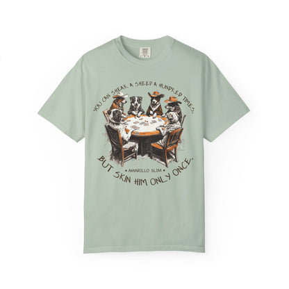 T-shirt with Poker Player Amarillo Slim Quote and Dogs Playing Cards Design