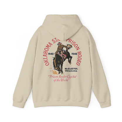 Vintage Rodeo Hoodie with 1940s Prison Rodeo Poster Design
