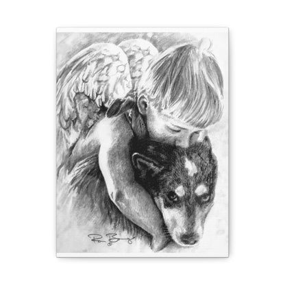 Little Angel and Heeler, Custom Stretched Canvas