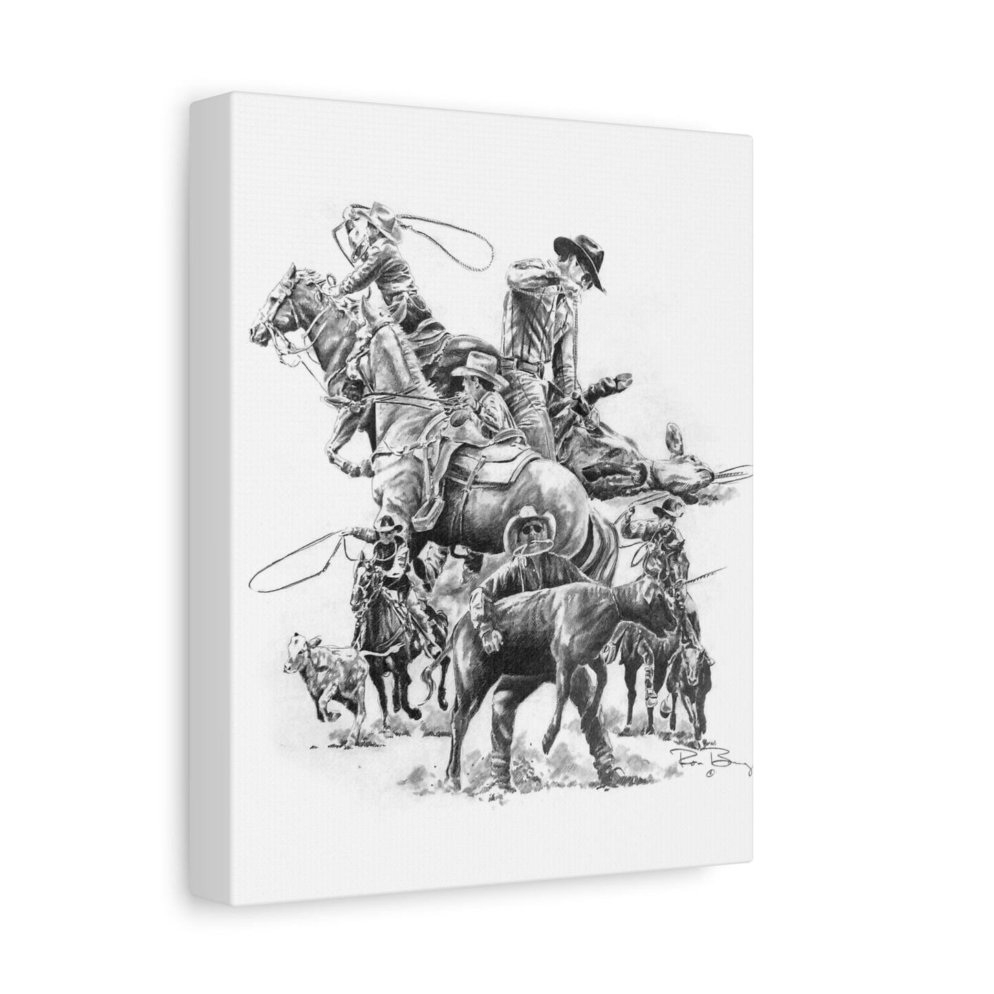 Roping Collage, Custom Stretched Canvas