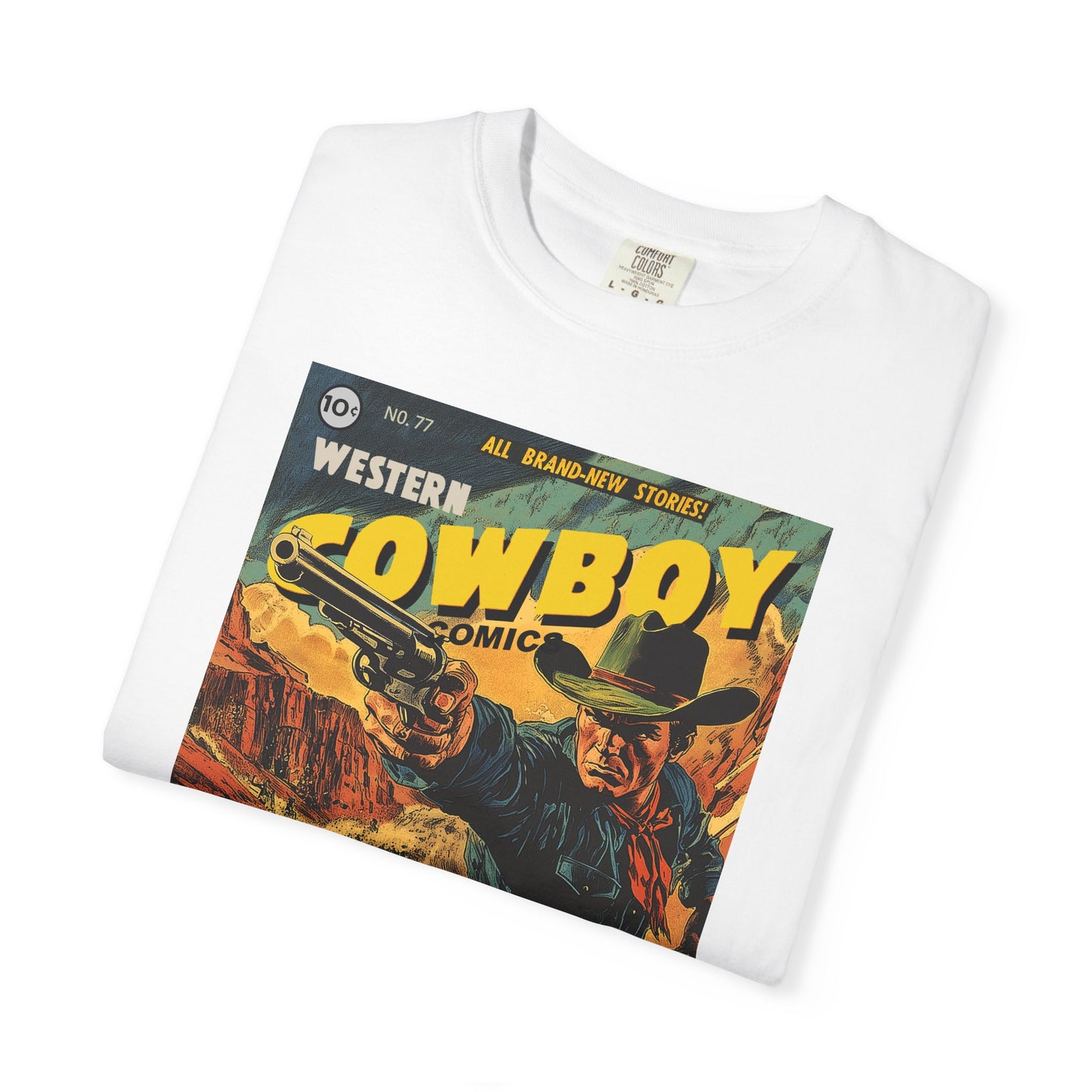 Western Comic Book T-Shirt - The Trail of Doom Unisex Garment-Dyed