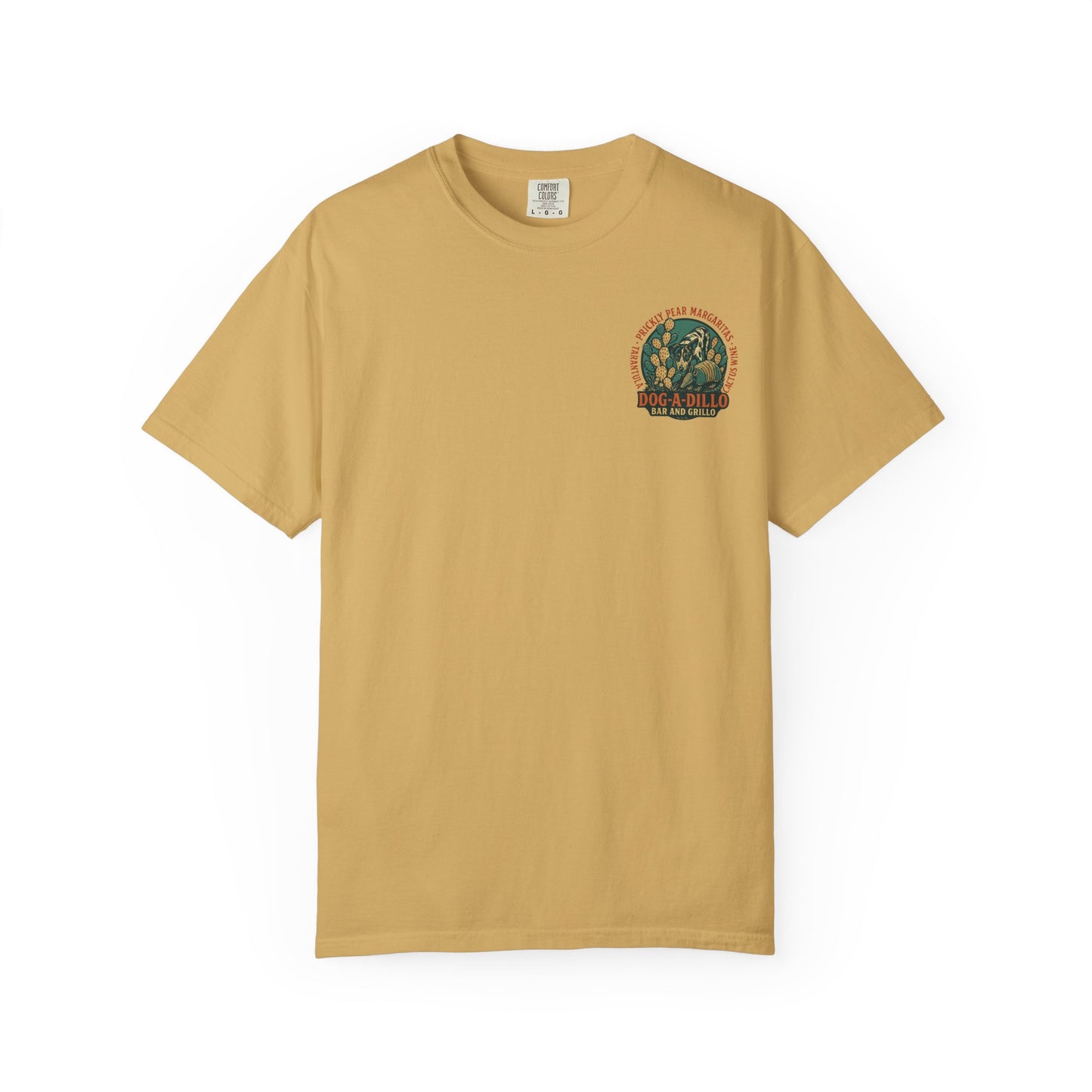 Dog-A-Dillo Armadillo Bar and Grillo T-Shirt, front and back