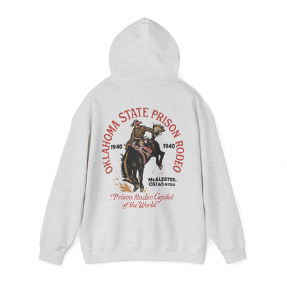 Vintage Rodeo Hoodie with 1940s Prison Rodeo Poster Design