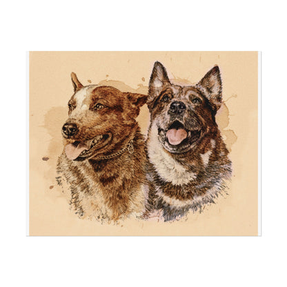 Red & Blue Heeler Cow Dog Print