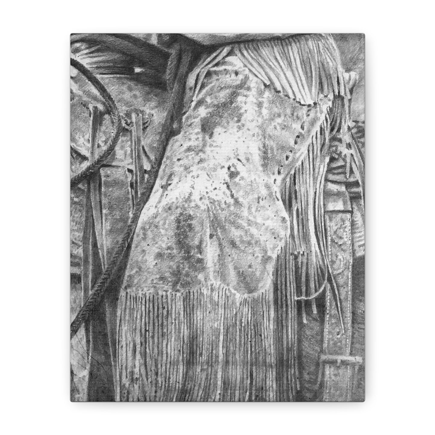 Worn Leather Chinks Stretched Canvas