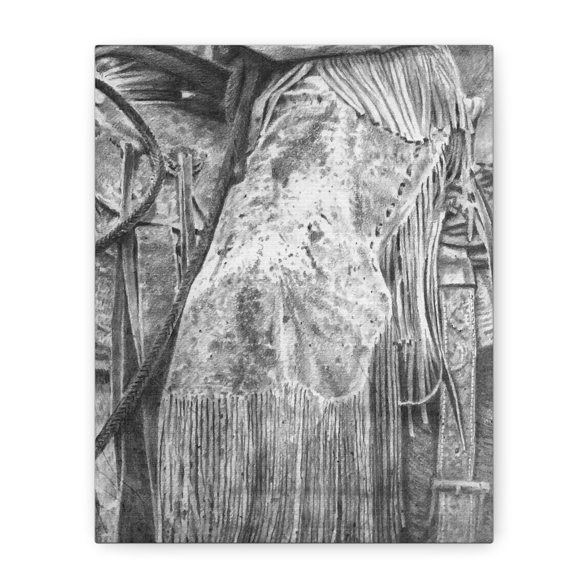 Worn Leather Chinks Stretched Canvas