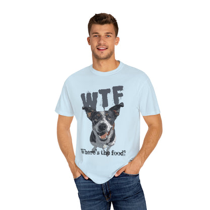 Cowdog Lover Tee with 'WTF, Where's The Food?' Funny Line