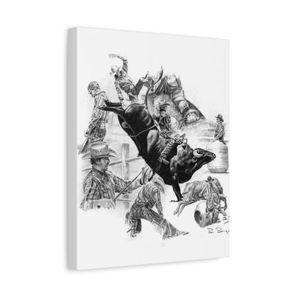 Bull Riding Collage, Stretched Canvas