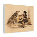 Cowboy Crooners Heeler & Little Cowboy Stretched Canvas Print