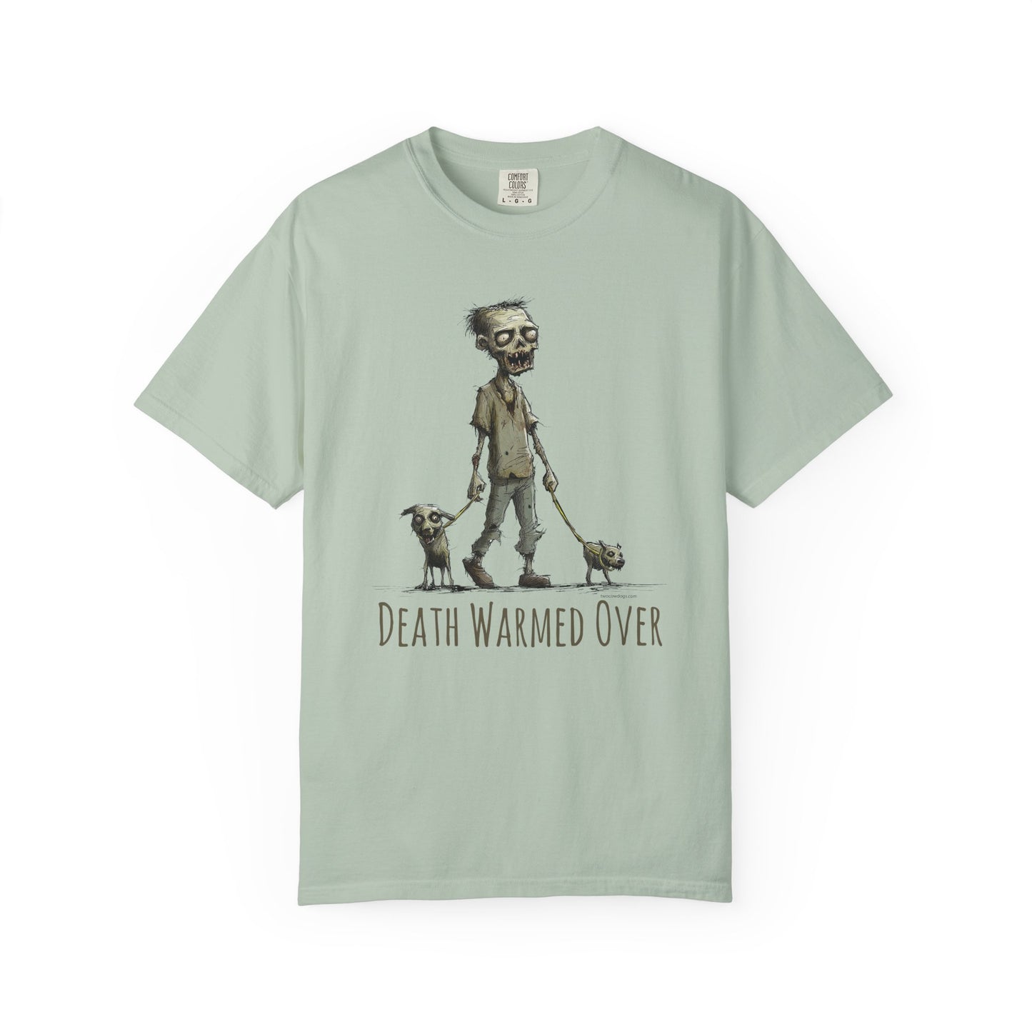 Zombie and his Dogs Unisex T-shirt, Death Warmed Over Design