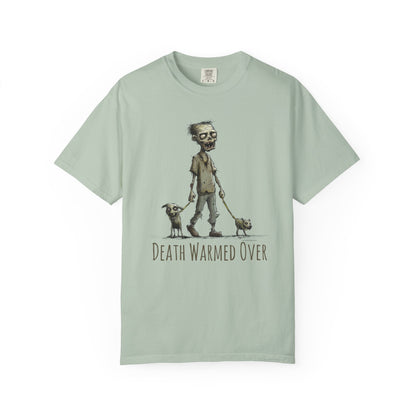 Zombie and his Dogs Unisex T-shirt, Death Warmed Over Design