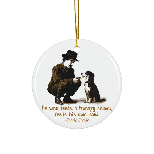 Charlie Chaplin Feeding Animal Ornament