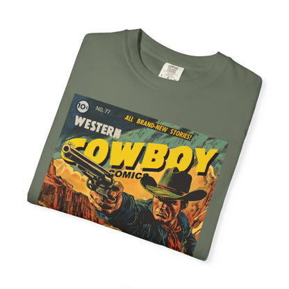 Western Comic Book T-Shirt - The Trail of Doom Unisex Garment-Dyed