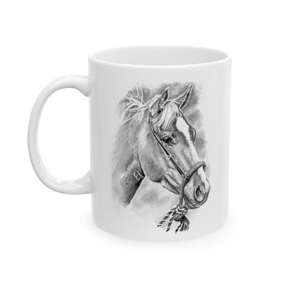Horse Portrait Ceramic Mug — “Peace from the Pasture” Ranch Coffee Cup (11oz/15oz)