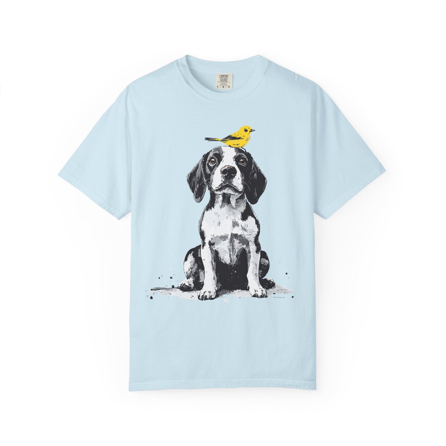 Beagle and Yellow Bird Unisex T-shirt - Extra Soft Fabric