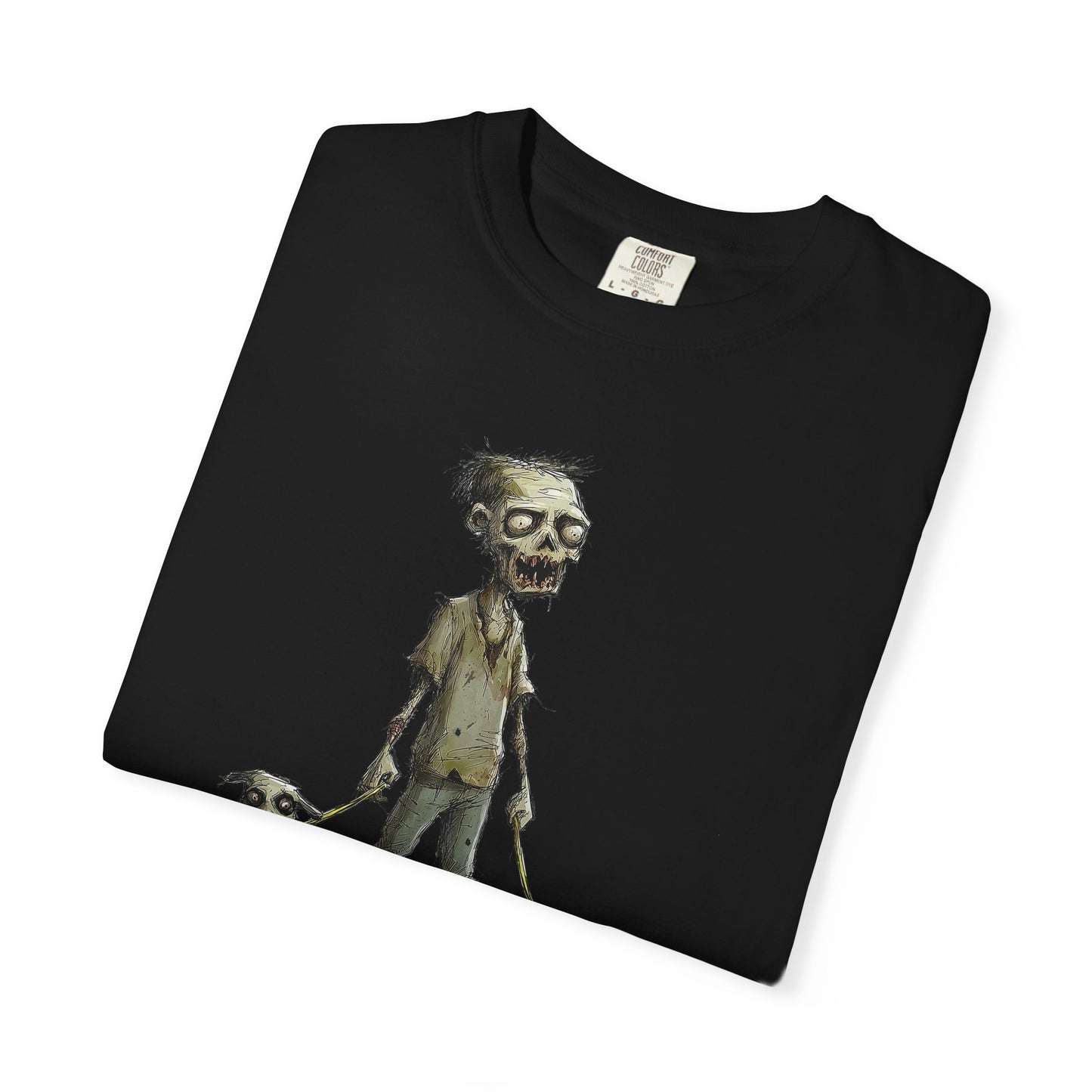 Zombie and his Dogs Unisex T-shirt, Death Warmed Over Design