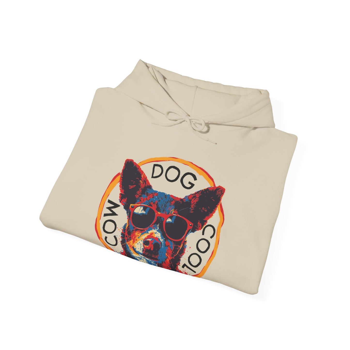 Cool Cowdog Hoodie — "COW • DOG • COOL" Pop-Art Heeler Sweatshirt