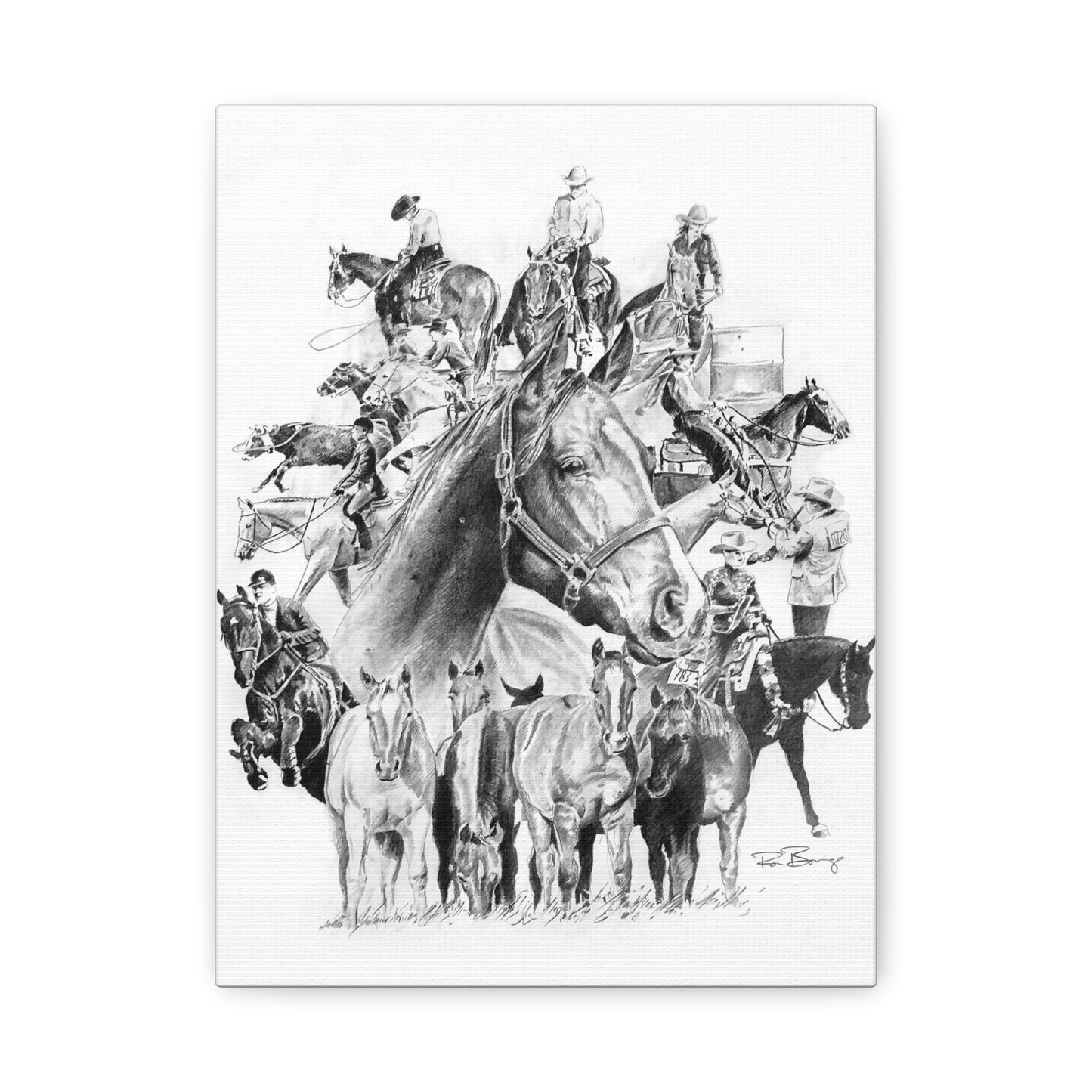 Quater Horse Collage, Custom Stretched Canvas