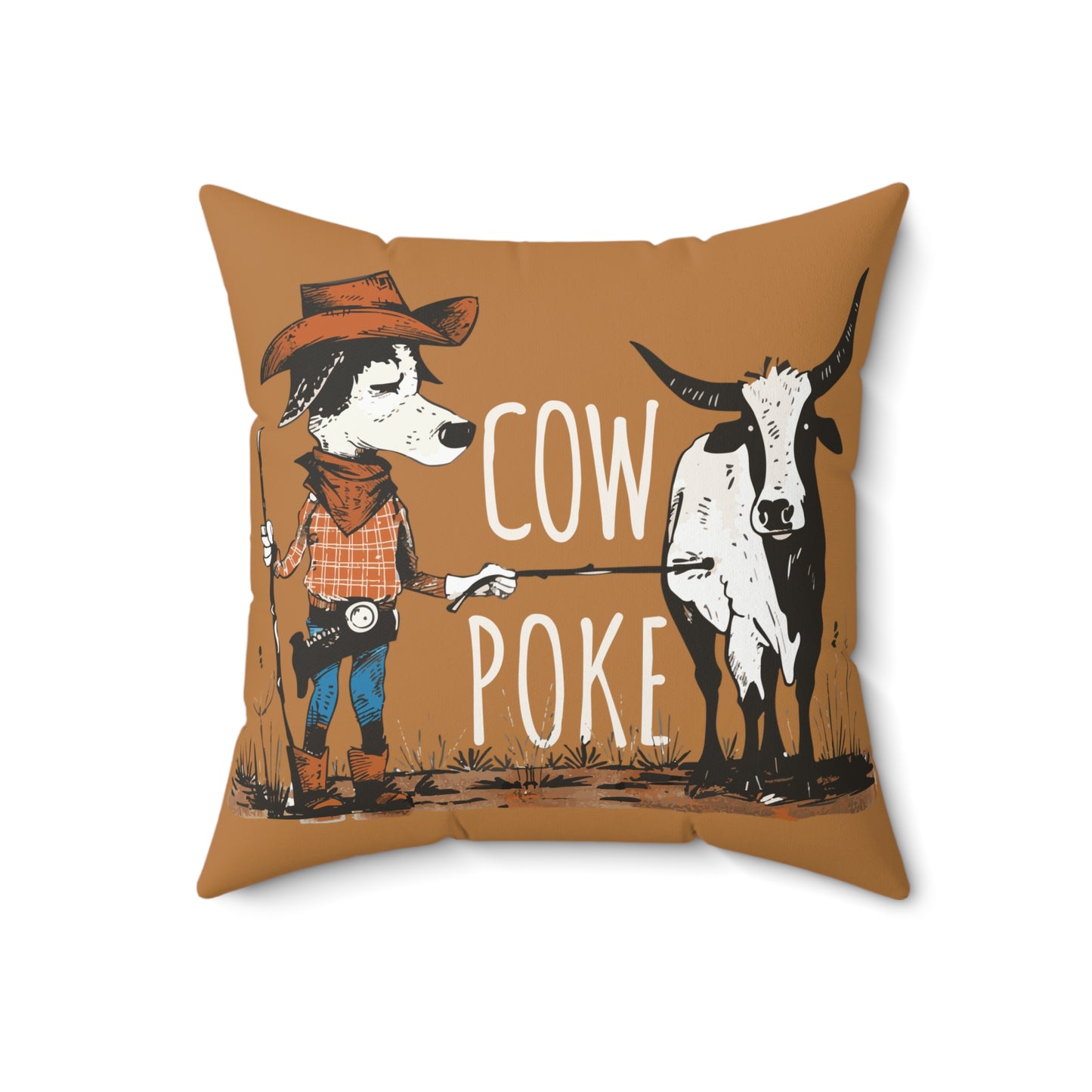 Cow Poke Pillow - Spun Polyester Square