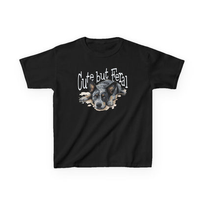 Kid's-Cute but Feral, Dog Heeler T-shirt