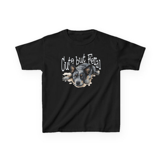 Kid's-Cute but Feral, Dog Heeler T-shirt
