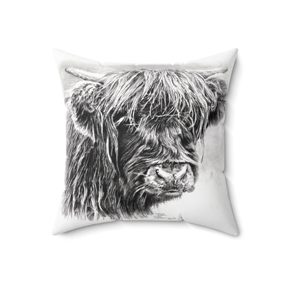 Scottish Highland Cow Black Pillow