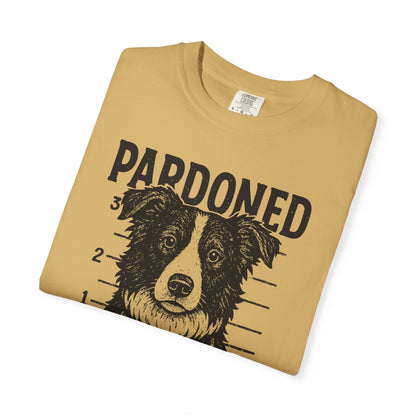Border Collie Mugshot TShirt - PARDONED OUT ON GOOD BEHAVIOR