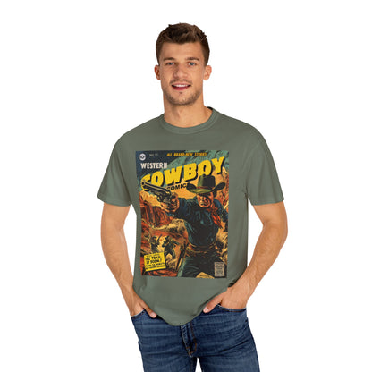 Western Comic Book T-Shirt - The Trail of Doom Unisex Garment-Dyed