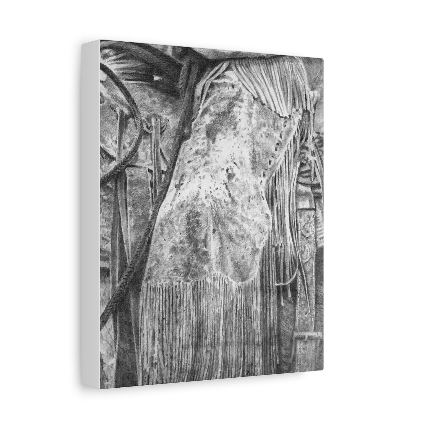 Worn Leather Chinks Stretched Canvas