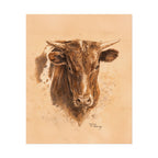 West Texas Steer Print — Sepia Watercolor Ranch Print