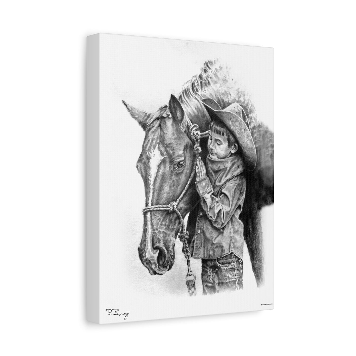 Little Cowhand & His Trusty Steed Canvas Print