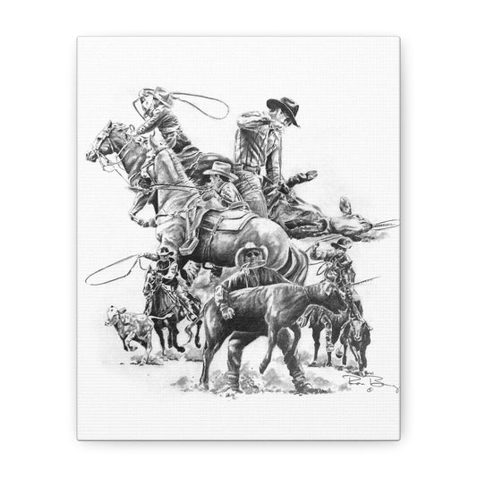 Roping Collage, Custom Stretched Canvas