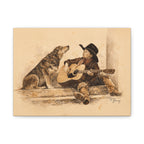 Cowboy Crooners Heeler & Little Cowboy Stretched Canvas Print