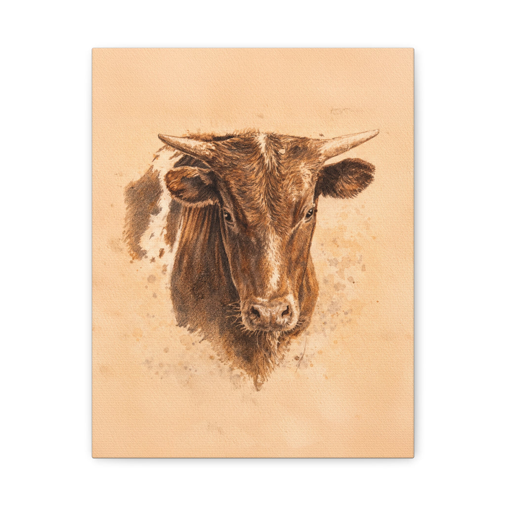 Longhorn Steer Matte Canvas Print — Stretched 1.25" Wall Art
