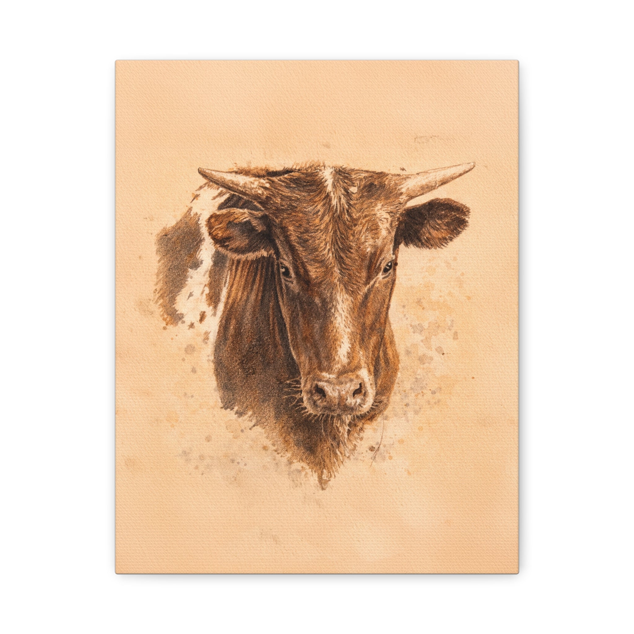 Longhorn Steer Matte Canvas Print — Stretched 1.25" Wall Art