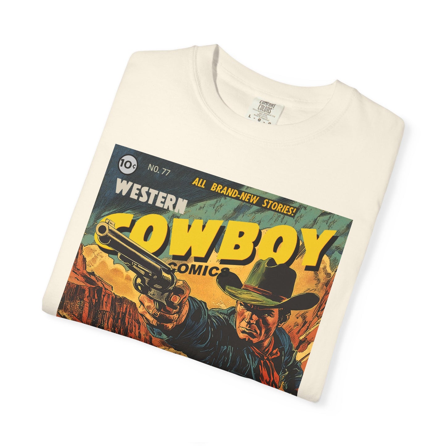 Western Comic Book T-Shirt - The Trail of Doom Unisex Garment-Dyed