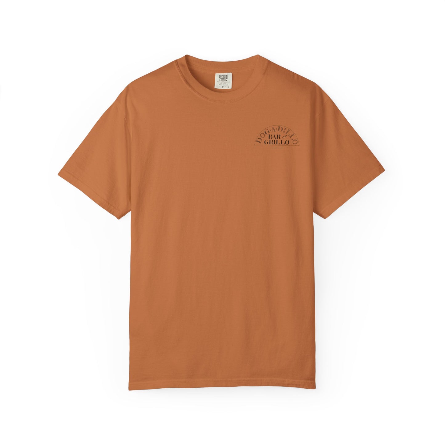 Dog-A-Dillo Armadillo Bar and Grillo T-Shirt, front and back