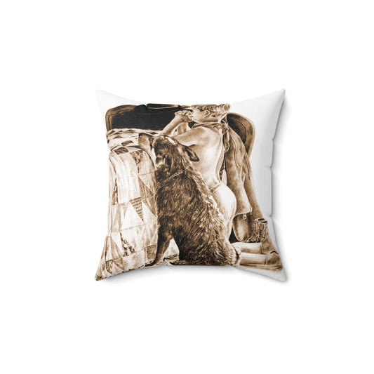 Prayer Time Brown Square Pillow