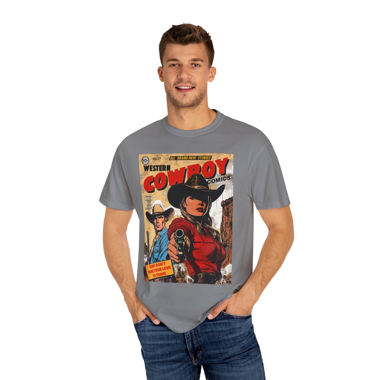 Western Comic Book T-Shirt - Ruby Don't Take Your Love to Town