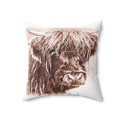 Scottish Highland Cow Brown Pillow