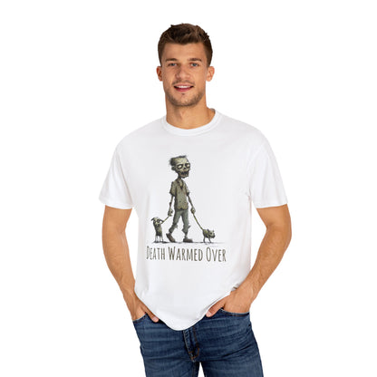 Zombie and his Dogs Unisex T-shirt, Death Warmed Over Design