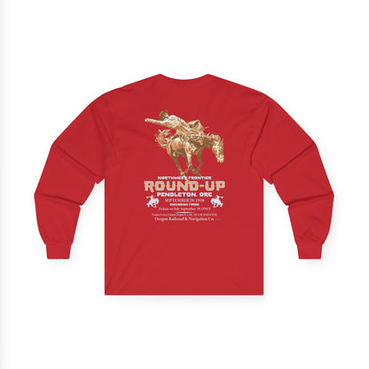 Vintage Rodeo Round-Up Pendleton Long-Sleeve T-Shirt, Front and Back