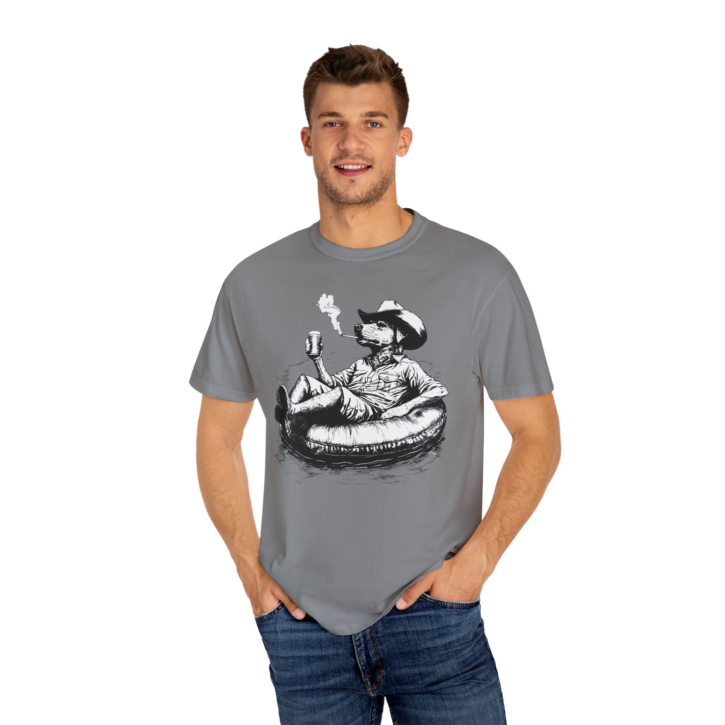 Rafting Dog Unisex T-Shirt, Lazy River Design