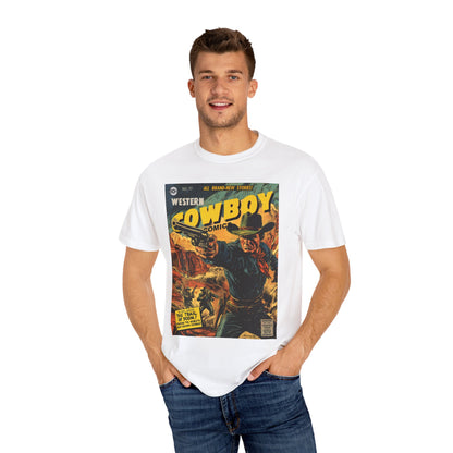 Western Comic Book T-Shirt - The Trail of Doom Unisex Garment-Dyed