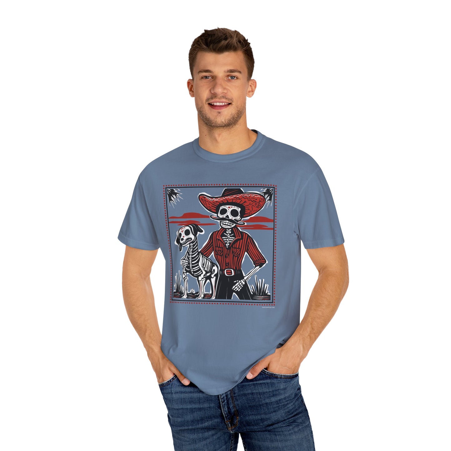 Dia De Los Muertos Skeleton Cowboy and Dog Unisex T-shirt