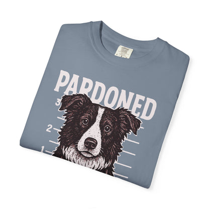 Border Collie Mugshot TShirt - PARDONED OUT ON GOOD BEHAVIOR