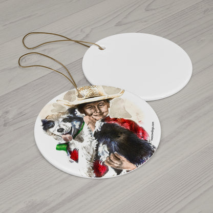 Little Cowboy, Ceramic  Christmas Ornament
