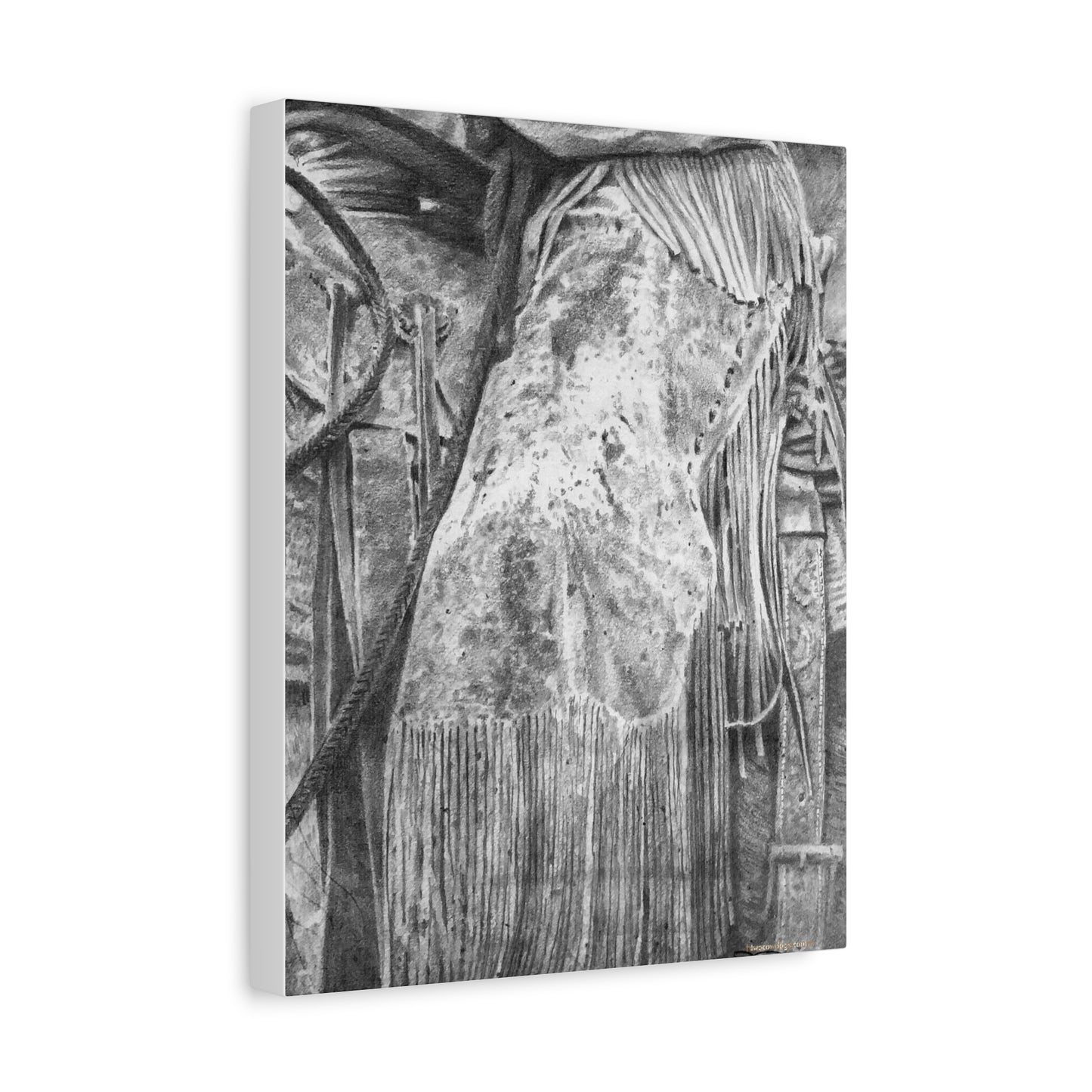 Worn Leather Chinks Stretched Canvas