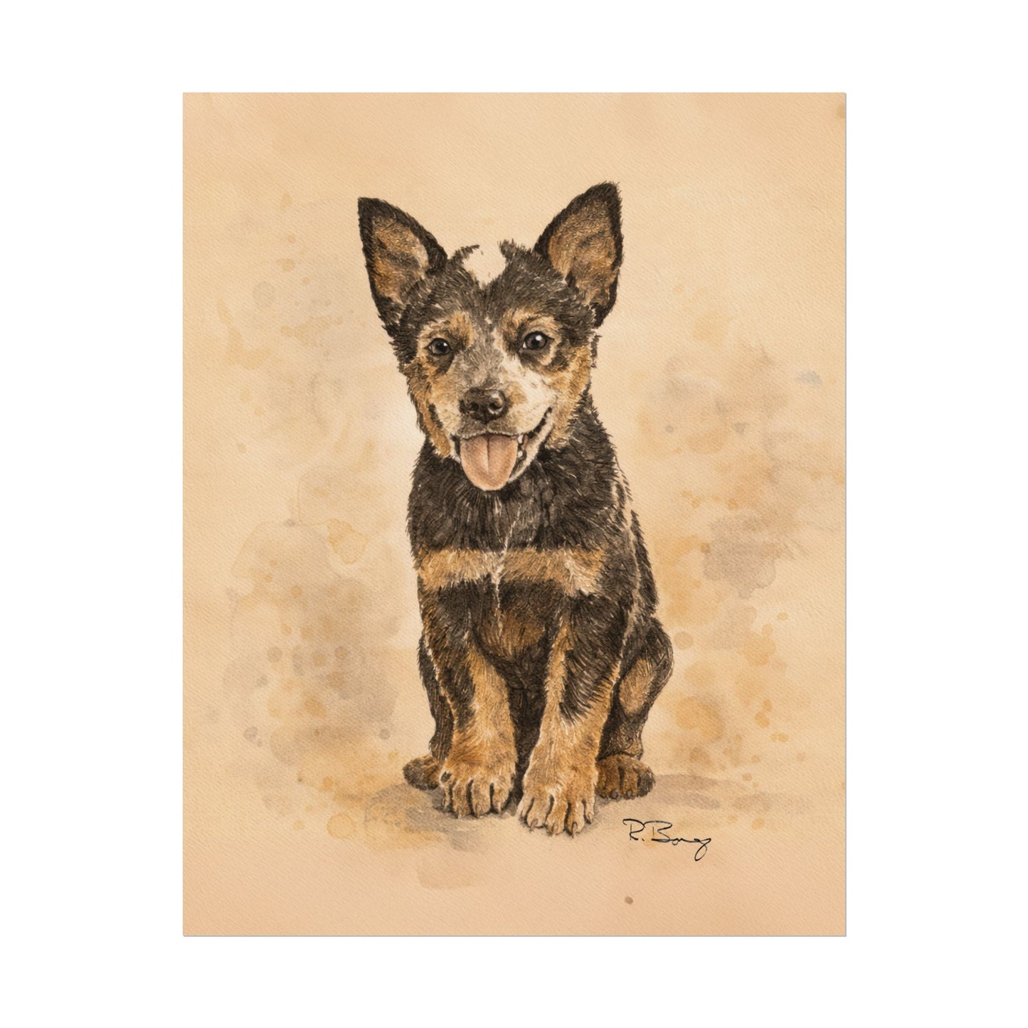 Heeler Puppy, Australian Cattle Dog, Archival Paper Print